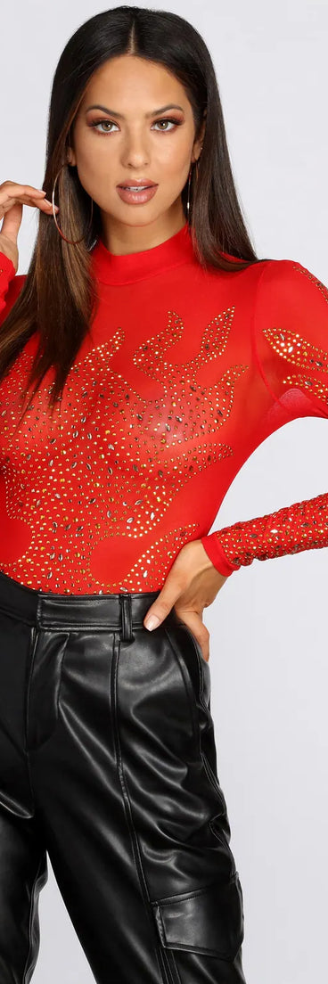 Flame On Heat Stone Bodysuit