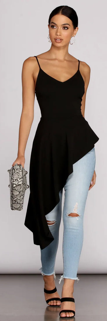 Pretty In Peplum High Low Top