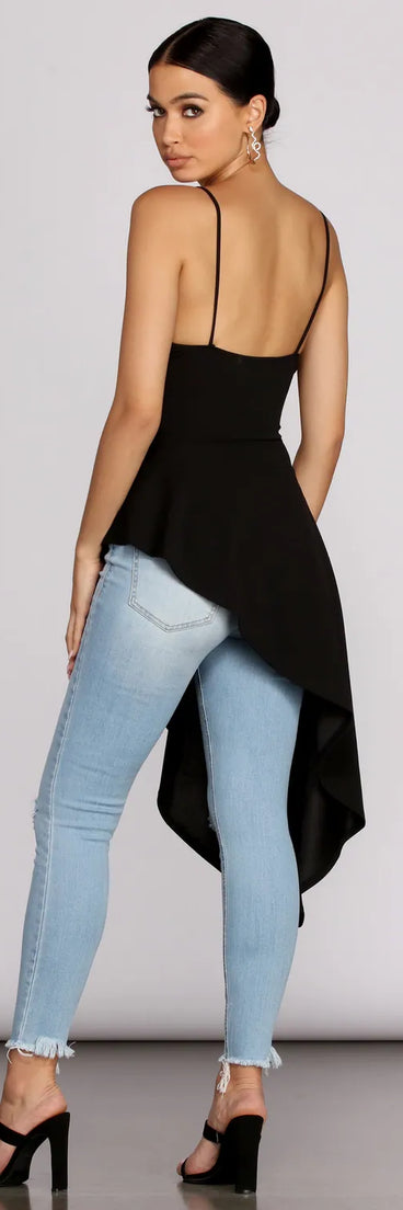 Pretty In Peplum High Low Top