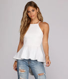 Poised In Peplum Halter Top