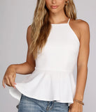 Poised In Peplum Halter Top