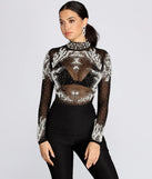 New Flame Hand-Beaded Mesh Bodysuit
