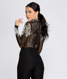 New Flame Hand-Beaded Mesh Bodysuit