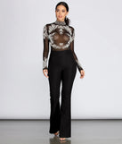 New Flame Hand-Beaded Mesh Bodysuit