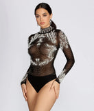 New Flame Hand-Beaded Mesh Bodysuit