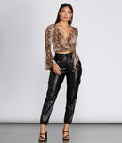 Snake Print Bell Sleeve Top