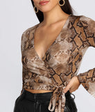 Snake Print Bell Sleeve Top