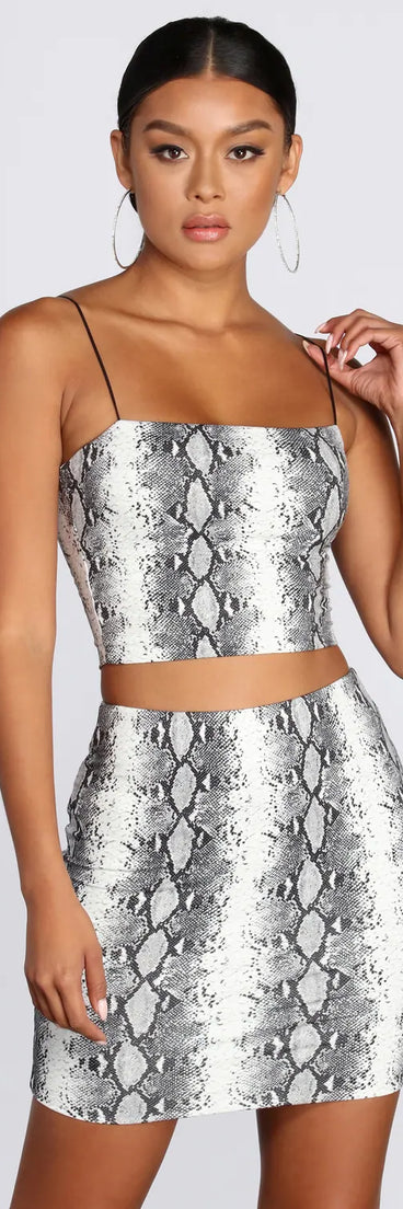 Square Neck Snake Print Tank