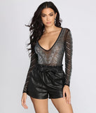 Number One Crush Rhinestone Mesh Bodysuit