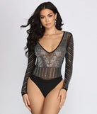 Number One Crush Rhinestone Mesh Bodysuit