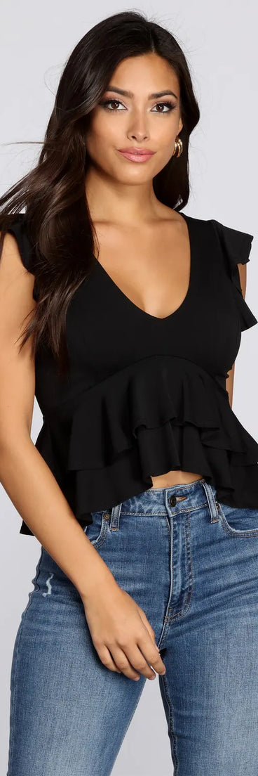 Rally Peplum Ruffle Top