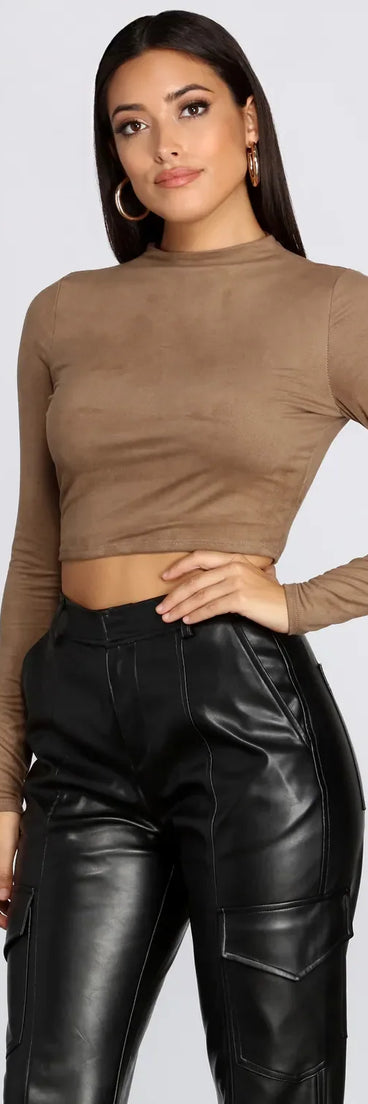 Chic Faux Suede Crop Top
