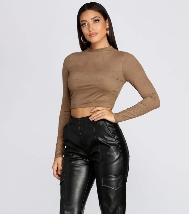 Chic Faux Suede Crop Top