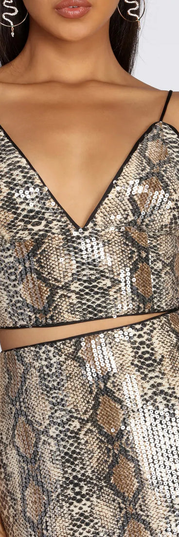 Slight Shade Snake Crop Top