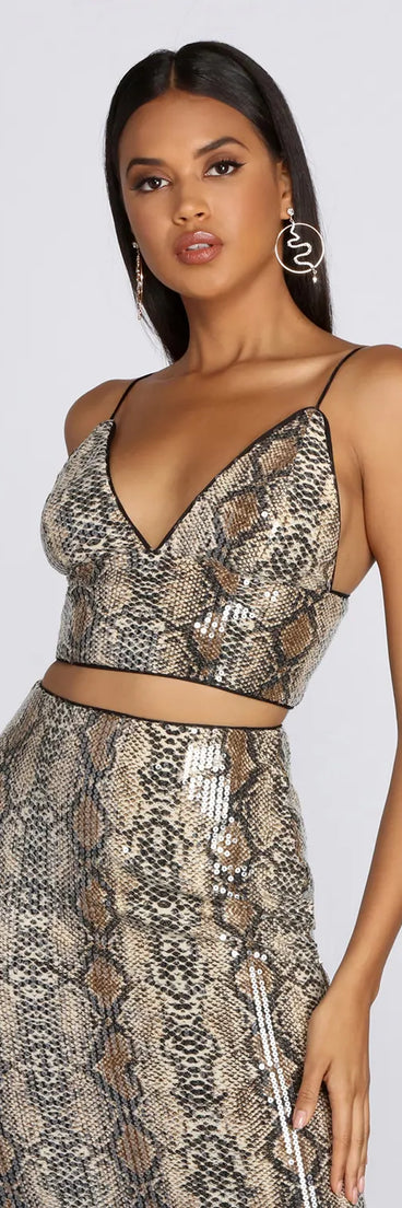 Slight Shade Snake Crop Top