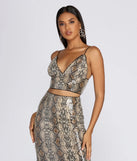 Slight Shade Snake Crop Top