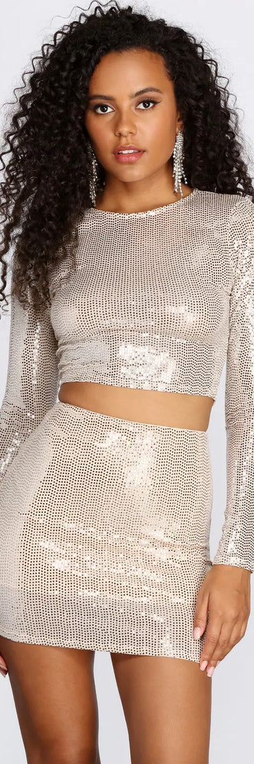 Stunner In Sequins Crop Top