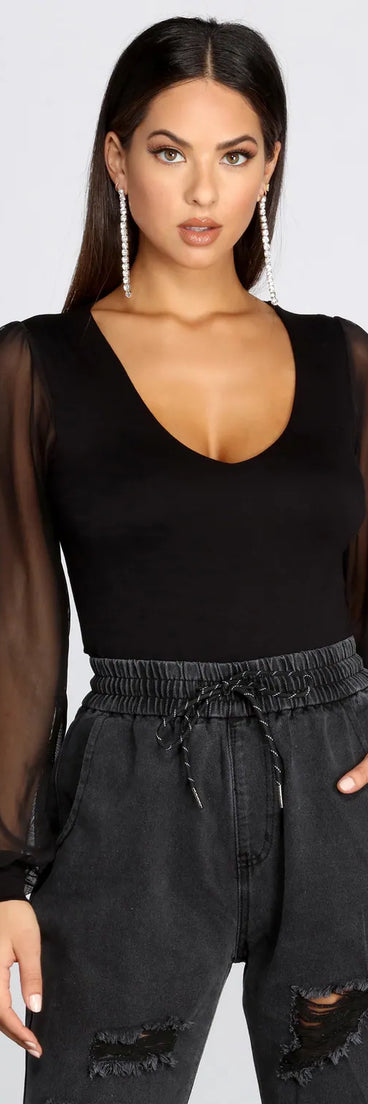 Sheer-ly Chic V-Neck Top