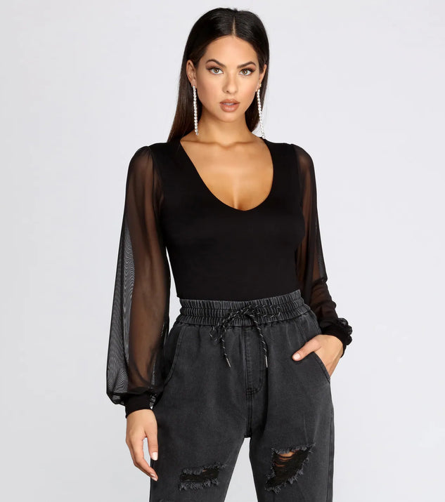 Sheer-ly Chic V-Neck Top
