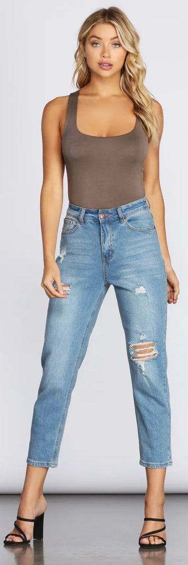 Cross Back Square Neck Bodysuit