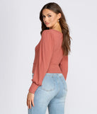 Brushed Ribbed Knit V-Neck