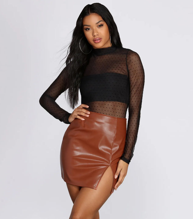 Mock Neck Polka Dot Bodysuit