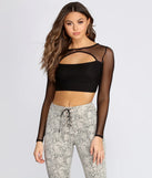 Cut Out Mesh Crop Top