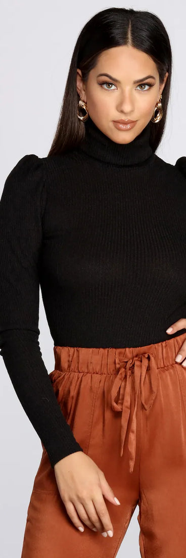 Puff Sleeve Turtleneck Top