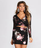 Foiled Floral Mesh Crop Top