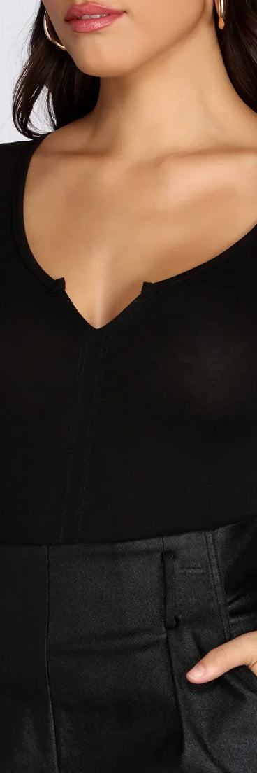 Long Sleeve Notched Bodysuit