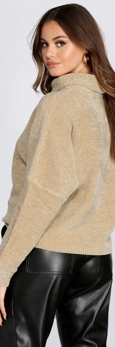 Cozy In Chenille Turtleneck Sweater