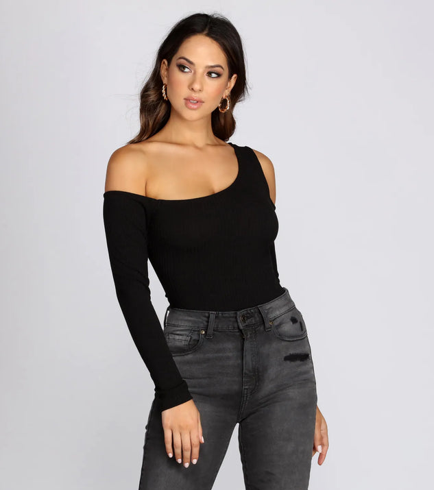 One Shoulder Knit Bodysuit