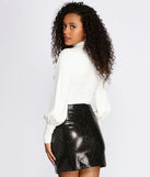 Ribbed Knit Puff Sleeve Bodysuit