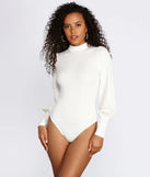 Ribbed Knit Puff Sleeve Bodysuit