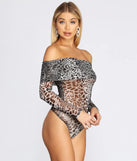 Fabulously Fierce Mesh Off Shoulder Bodysuit