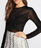 Lace Detail Mesh Bodysuit