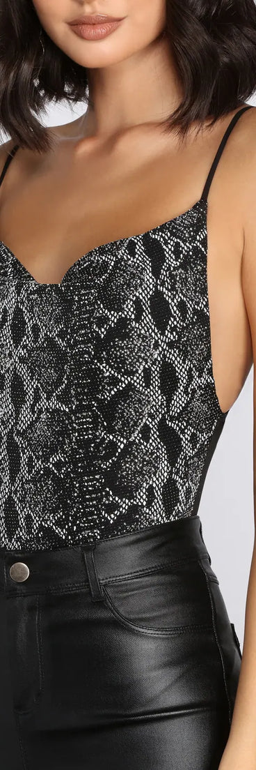 Seductive Snake Print Bodysuit