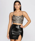 Sequin Tiger Print Crop Top