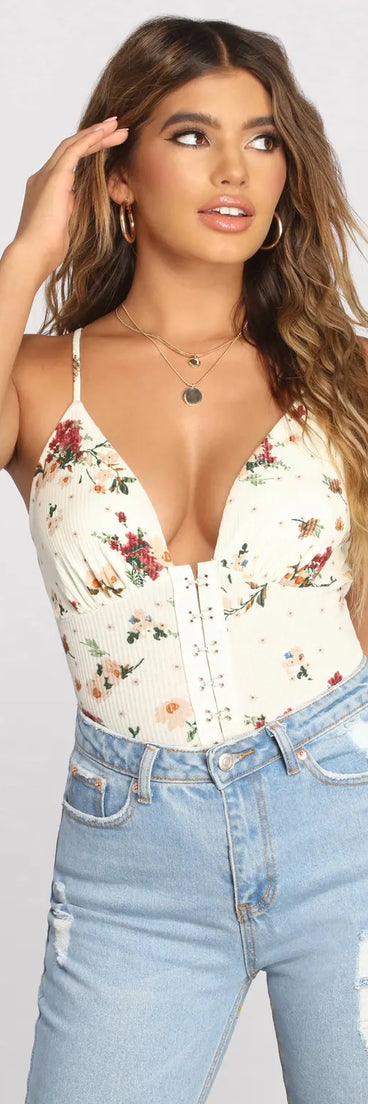 Ditsy Floral Ribbed Knit Tank