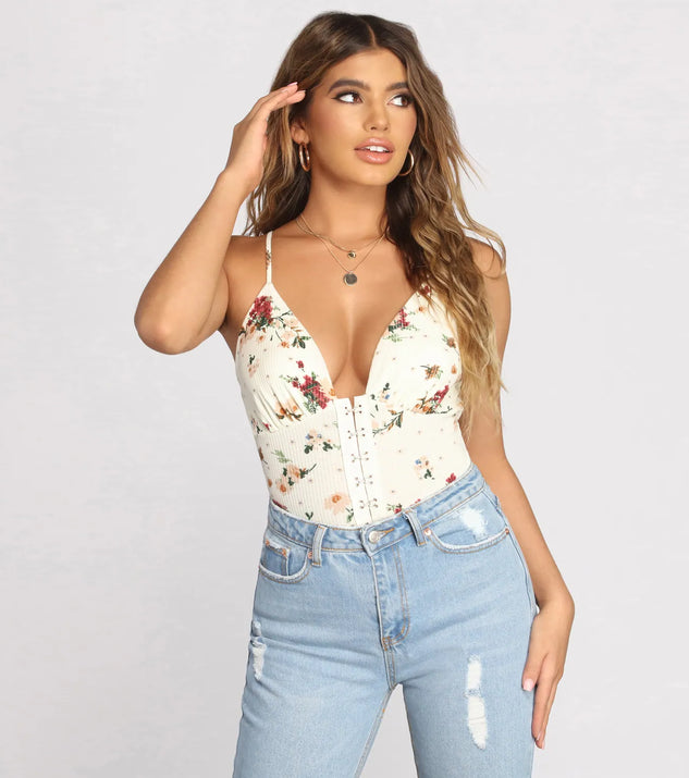 Ditsy Floral Ribbed Knit Tank