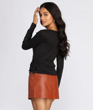 Ribbed Knit Tie Front Wrap Top