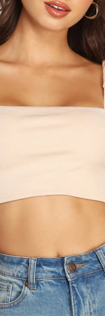 Ribbed Knit Puff Sleeve Crop Top