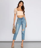 Ribbed Knit Puff Sleeve Crop Top