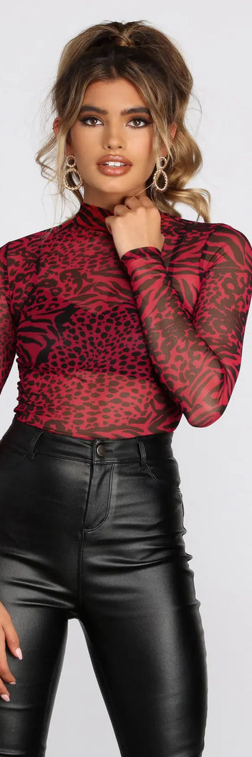 Forever Fierce Printed Mesh Bodysuit