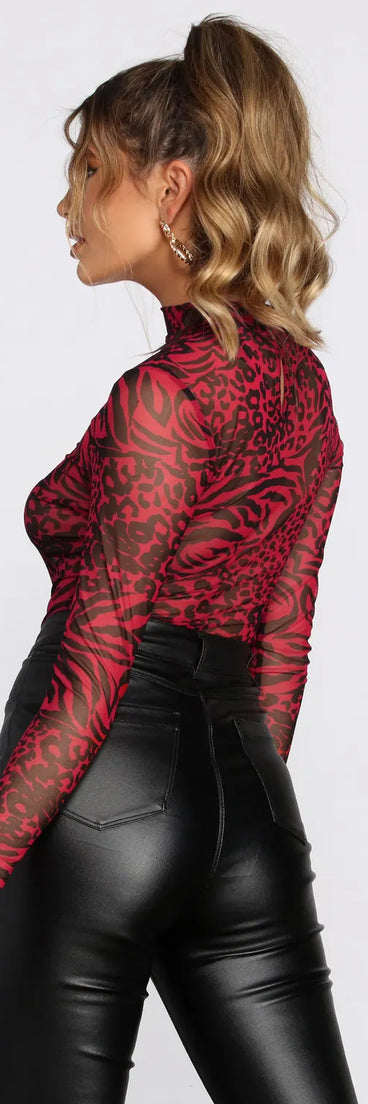 Forever Fierce Printed Mesh Bodysuit
