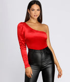 One Shoulder Velvet Bodysuit