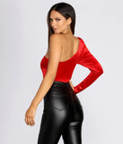 One Shoulder Velvet Bodysuit