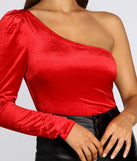One Shoulder Velvet Bodysuit