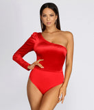 One Shoulder Velvet Bodysuit