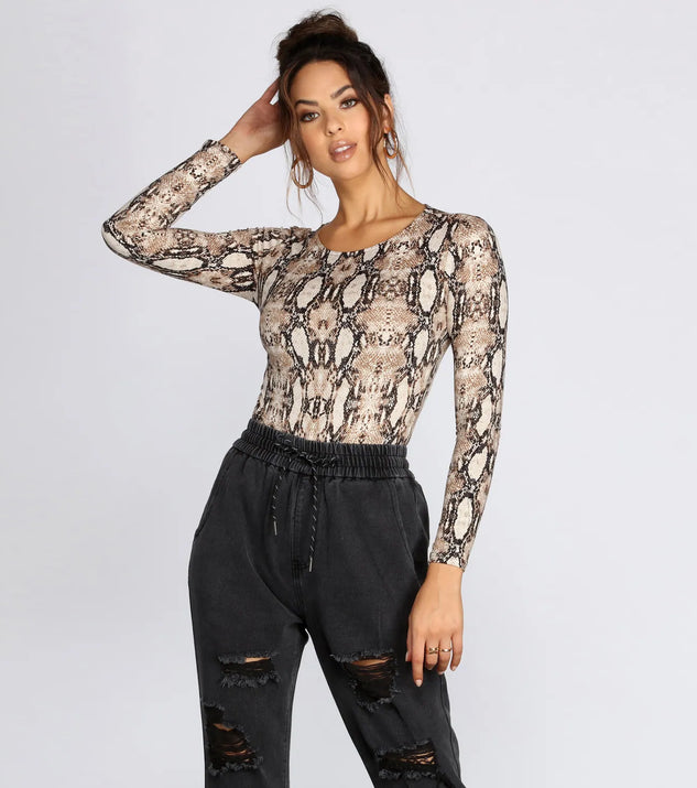 Fierce And Fab Snake Print Bodysuit
